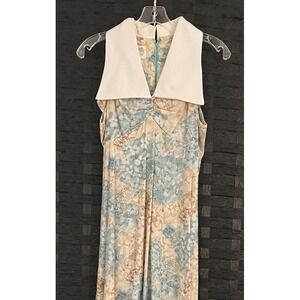 Vintage 1970s Allegro NY Maxi Dress w/ Lg Collar Sz 13 Sleeveless Good Vtg Cond!